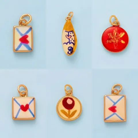 DIY Shoe Charms Copper Enamel Pendants Printed Heart Star Envelope Butterfly Floral Fish For Sneakers Jewelry Accessories