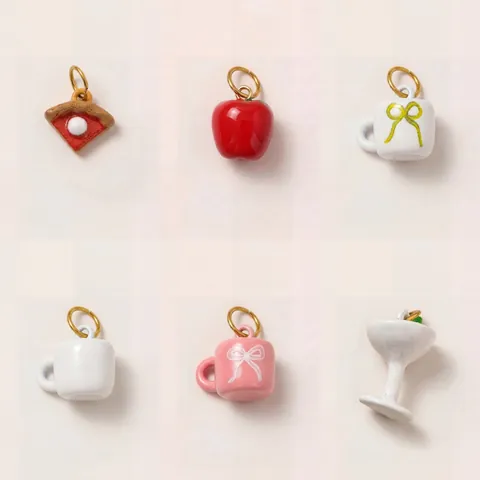 Cute Mini Food Fruit Stainless Steel Shoe Charms Persimmon Apple Cake Cup Shape DIY Jewelry Accessories For Women