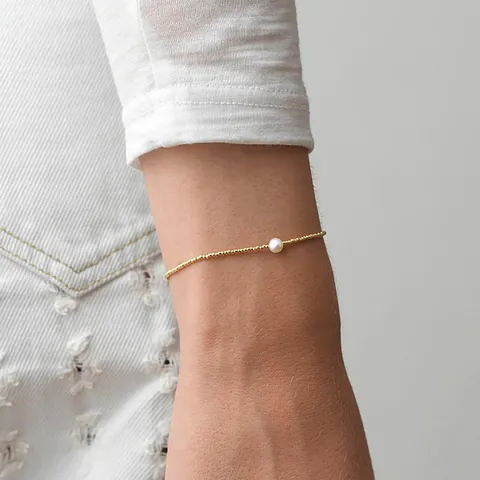 Bracelet Perlé Minimaliste en Acier Inoxydable Plaqué Or Avec Perle Artificielle Chaîne Torsadée Bijoux pour Femmes Hommes Unisexe