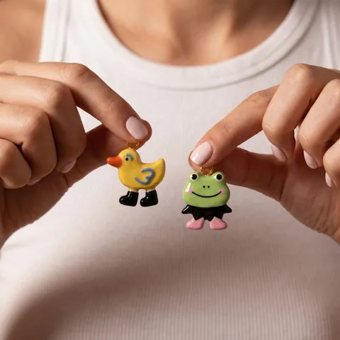 Cartoon Animal Pendant Necklace Copper Electroplated Cute Duck Frog Cat Charms Fashion Jewelry Gift For Women Teenagers Simple Style