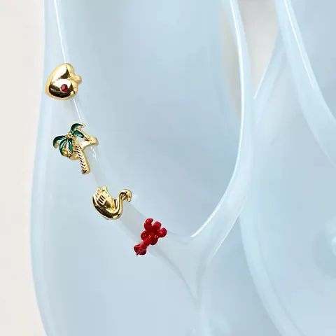 DIY Shoe Charms Pendants For Women Flip Flops Sandals Accessories Copper Alloy Rhinestone Enamel Summer Beach Jewelry Charms