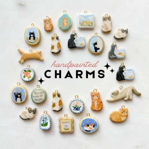 Stainless Steel Cat Series Round Printed Pendants 18K Gold Plated DIY Jewelry Findings Cat Portrait Charms For Necklace Bracelet Making Women Jewelry