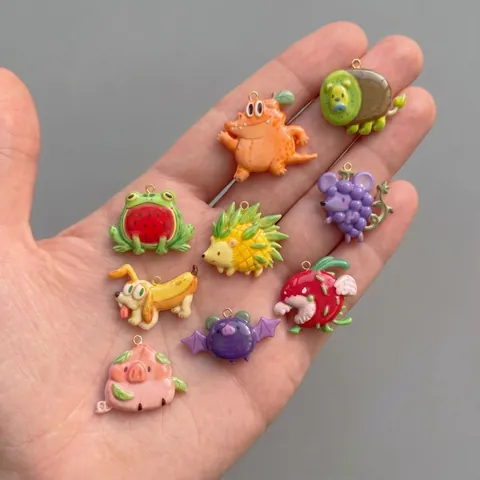 Cartoon Fruit Animal Pendant Necklace 316 Stainless Steel Dopamine Colors Crocodile Dog Rabbit Watermelon Pig Cat Charm Fashion Jewelry For Women