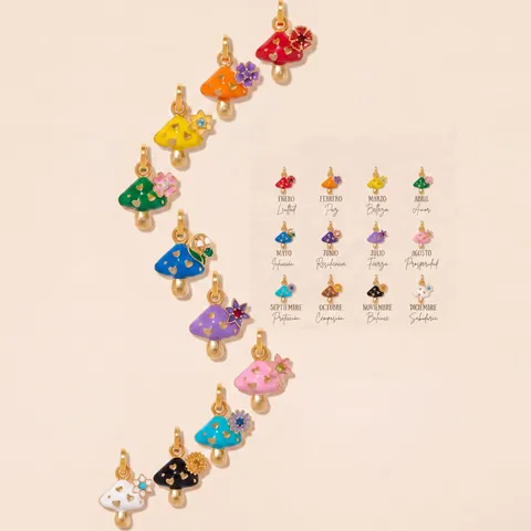 Colorful Enamel Mushroom Pendant Necklace Copper Artificial Pearl Heart Flower Charm Minimalist European Style Women Jewelry