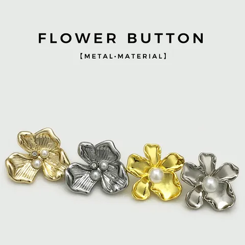 Boutons Décoratifs en Métal Fleur Irrégulière Avec Perle Artificielle Strass pour Manteaux de Fourrure Vestes Accessoires de Couture