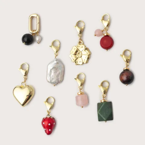 Vibrant Dopamine DIY Pendant Necklace For Women Alloy Resin Heart Strawberry Flower Artficial Pearl Rhinestone Charms Chain Jewelry