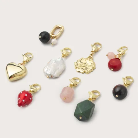 Vibrant Dopamine DIY Pendant Necklace For Women Alloy Resin Heart Strawberry Flower Artficial Pearl Rhinestone Charms Chain Jewelry