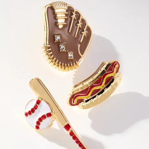 Pendentif de Sport en Cuivre Émail Strass Collier pour Femmes Dopamine Coloré Baseball Tennis Hotdog Charme Accessoire Bijoux