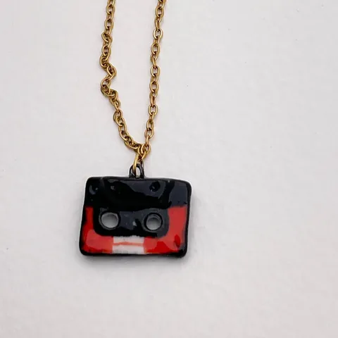 Stainless Steel Dopamine Style Necklace With Enamel Pendant Heart Fish Dinosaur Cassette Tape Charms Multi-color Jewelry For Women