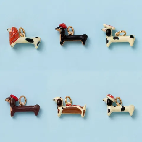 Bassotto Pendenti in Smalto Per Creazione Gioielli Fai-da-te Cucciolo Ciondoli Accessori per Scarpe e Borse Chiusura a Moschettone Anelli O-Ring Strumenti Regalo