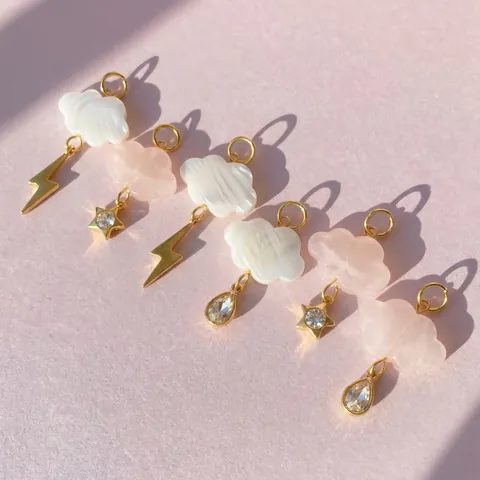 Stainless Steel Cloud Geometric DIY Pendant Shoe Buckle 18K Gold Plated Rhinestone Artificial Pearl Jewelry Accessories