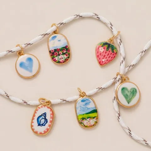 Summer DIY Pendants Heart Flower Fruit Printed Copper Electroplated Jewelry Making Charms Shoe Buckle Accessories Women Gift