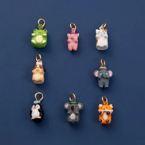 Cute Cartoon Animal Series Pendants Fox Cat Panda Frog Penguin Koala DIY Jewelry Accessories Copper Enamel Pendants For Shoes Bags Necklaces