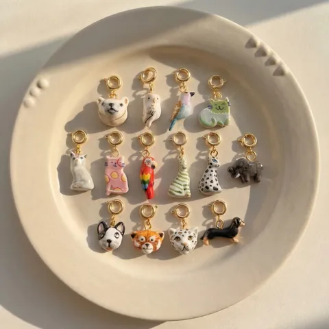 Stainless Steel Animal DIY Charms 18K Gold Plated Enamel Shoe Buckles For Jewelry Making Bear Parrot Cat Penguin Pendants Accessories