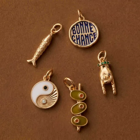 DIY Pendant Jewelry Charms For Shoe Buckles Gold Plated Tai Chi Hand Gesture Fish Enamel Rhinestone Accessories For Jewelry Making Crafts