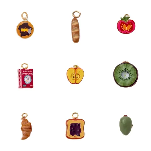 Pastoral Copper Fruit Food Pendants DIY Jewelry Making Findings Electroplated Apple Bread Shapes Shoe Charms Decorative Accessories