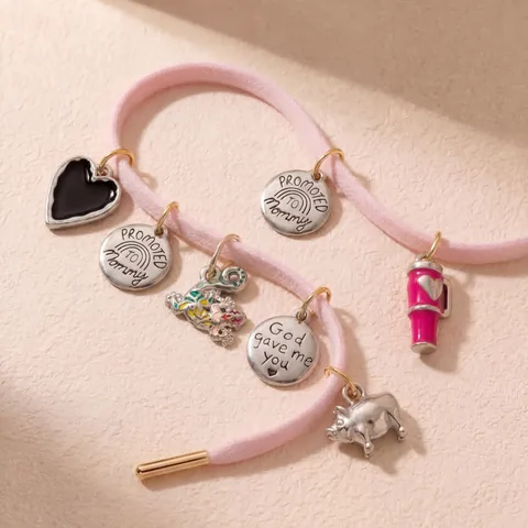 DIY Stainless Steel Jewelry Charms Pink Cup Pig Heart Pendant For Earphone Chain Keychain Making Accessories Women Jewelry