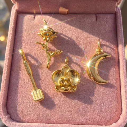 Ciondoli in Acciaio Inossidabile Placcato Oro a Forma di Fiore e Luna per Decorazione Scarpe Fai-da-te Ciondoli per Creazione Gioielli Chiusure a Moschettone in Rame Anellini Accessori