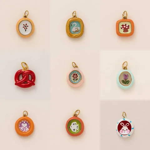Stainless Steel Colorful DIY Shoe Charms Dopamine Enamel Pendants Gold Plated Animal Flower Mushroom Jewelry Making Accessories