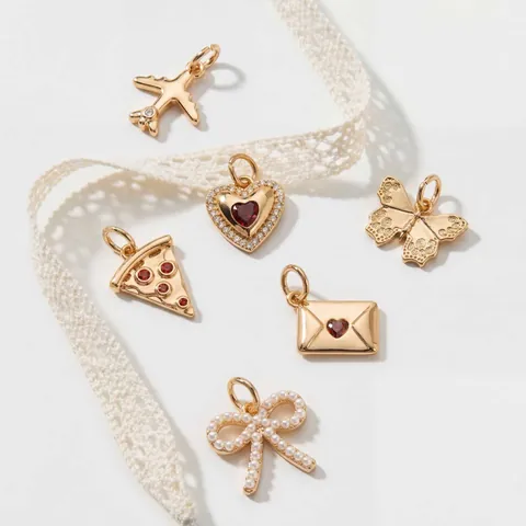 Fashion DIY Miniature Pendants Gold Plated Copper Fish Heart Plane Charms For Jewelry Making Necklaces Bracelets Women