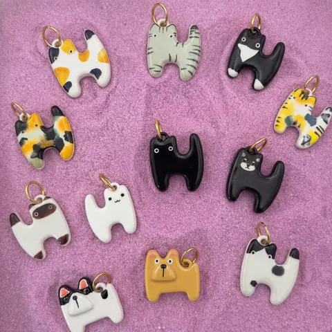 Stainless Steel Cat Dog DIY Pendant Charm 18K Gold Plated Shoe Buckle Enamel Animal Charm For Jewelry Making