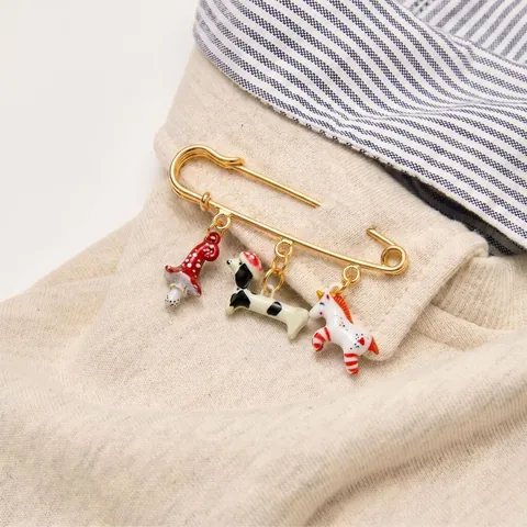 Rétro Cuivre Émail Champignon Animal Breloques Pour Bijoux DIY Épingle de Nourrice Broche Chien Cheval Lapin Pendentifs Pour Femmes Enfants