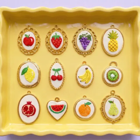 Fashion Fruit Embroidery Pendant Stainless Steel Gold Plated Strawberry Apple Grape Necklace For Women Jewelry Accessories