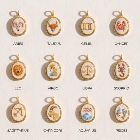 Roestvrijstalen Sterrenbeeld Ovaal Hanger Borduurstijl Vergulde Constellatie Charm DIY Ketting Sieraden Accessoire