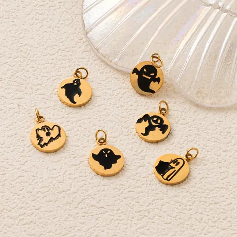 Stainless Steel Halloween Ghost Pendant Necklace For Women DIY Jewelry Making 18K Gold Plated Waterproof Fashion Accessories