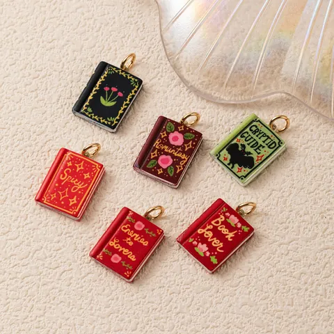 Vintage Copper Enamel Magic Book Pendant Book Lover Romantasy Enemies To Lovers Pendant Necklace Jewelry Gift For Women