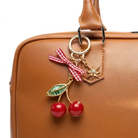 Fashion Zinc Alloy Cherry Heart Bag Charm Keychain For Women DIY Jewelry Making Accessories Cowboy Boot Sun Flower Pendant