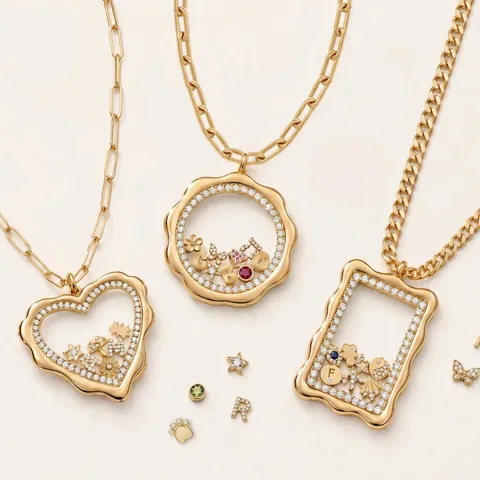 Collana con Ciondolo Porta-Foto Galleggiante a Forma di Cuore e Quadrato Irregolare in Rame Placcato Oro 18K Cavo DIY Gioielli Strass