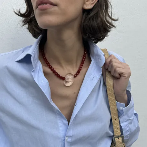 Vintage Maillard-Stil Nautilus Anhänger Halskette Perlen Meeresmuschel Schlüsselbein Kette Für Damen Retro Boho Glas Schmuck