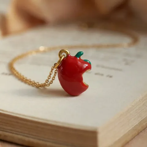 Stainless Steel Enamel Fruit Flower Pendant Necklace For Women Retro Gold Plated Jewelry DIY Handmade Accessories Charms