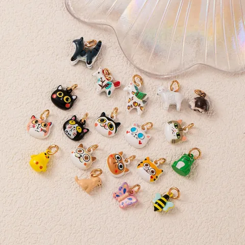 Cartoon Katze Tier Serie Anhänger Für DIY Schmuckherstellung Zubehör Vergoldet Kupfer Mini Tier Charms Für Halsketten Armbänder Handgefertigte Vorräte