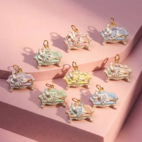 Moda Rame Smalto Ciondolo Divano Cigno Personalizzato Animale Fascino Cartone Animato Collana Gioielli per Donna Matrimonio Regalo di Compleanno