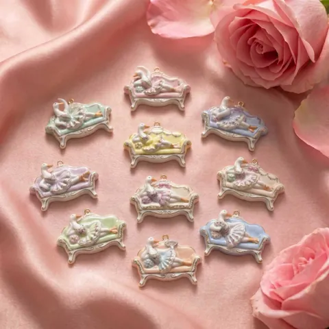 Moda Rame Smalto Ciondolo Divano Cigno Personalizzato Animale Fascino Cartone Animato Collana Gioielli per Donna Matrimonio Regalo di Compleanno