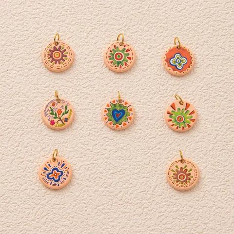 Collana con Pendent Floreale Boémien in Acciaio Inossidabile per Donna Placcata Oro 18K Accessori per Creazione Gioielli DIY Ciondoli a Disco Tondo