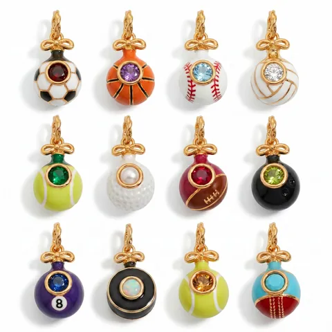 Roestvrij Stalen Emaille Sportbal Hanger Voor Sieraden Maken Voetbal Basketbal Tennis Strass Kunstparel Strik Charme Ketting Accessoire