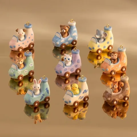 Cartoon Animal Car Pendant Necklace For Women Eco Friendly Copper Enamel Cute Pig Bear Charms Fashion Jewelry Accessories
