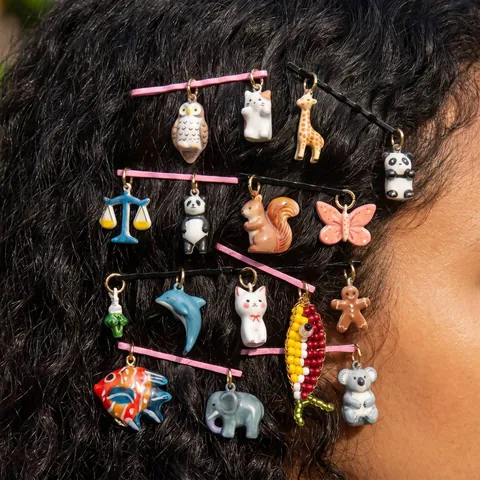 Colgante de Mundo Animal DIY Cobre Esmalte Lindo Pez Panda Perro Mariposa Abalorios de Collar para Creación de Joyas Accesorios DIY