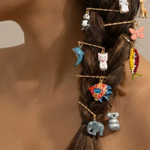 Colgante de Mundo Animal DIY Cobre Esmalte Lindo Pez Panda Perro Mariposa Abalorios de Collar para Creación de Joyas Accesorios DIY