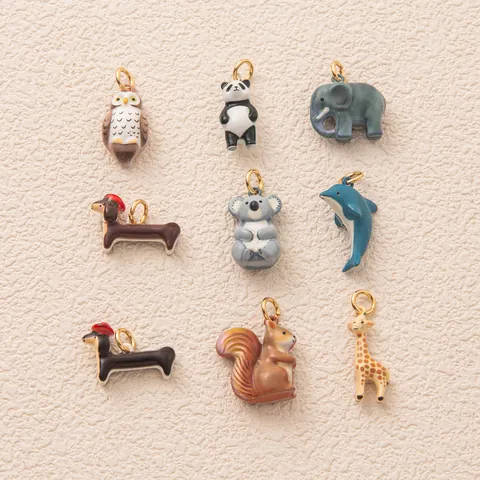 Colgante del Mundo Animal de Cobre Panda Koala Pingüino para Bricolaje Collar Accesorios de Joyería Oro Plata Galvanizado Colgante Moda