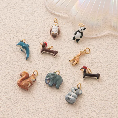 Colgante del Mundo Animal de Cobre Panda Koala Pingüino para Bricolaje Collar Accesorios de Joyería Oro Plata Galvanizado Colgante Moda