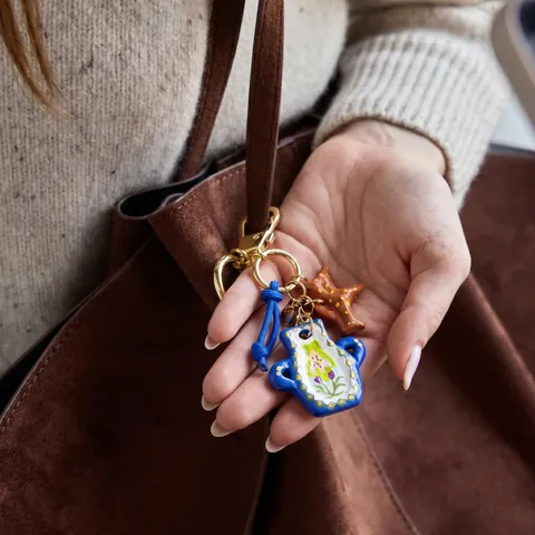 Hand-Painted Star Glove Banana Butterfly Pattern Beaded Bag Charm Keychain Alloy Colorful Beads Bag Hanging Decoration