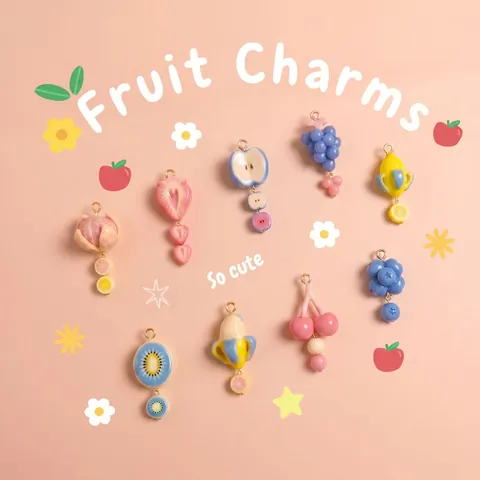 Cute Fruit Pendants Enamel Strawberry Blueberry Apple Watermelon Charms Copper Rhinestone Necklace DIY Jewelry Accessories For Women