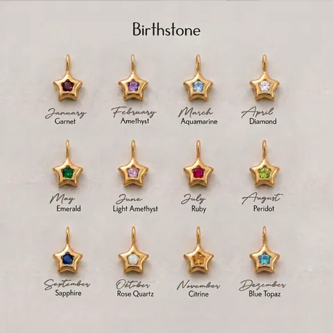 Collar de Pendiente de Estrella de Acero Inoxidable Chapado en Oro de 18K Piedra de Nacimiento Joyas Mujer Regalo Cumpleaños