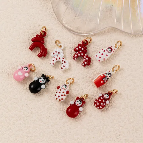 Cartoon Doll Horse Copper Pendant Necklace For Women DIY Heart Smiling Face Enamel Jewelry Finding Accessory Gold Silver Color