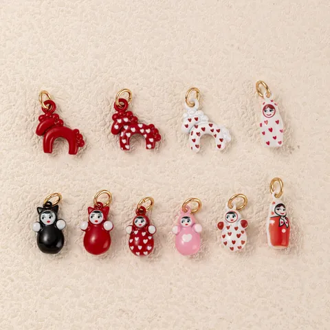 Cartoon Doll Horse Copper Pendant Necklace For Women DIY Heart Smiling Face Enamel Jewelry Finding Accessory Gold Silver Color