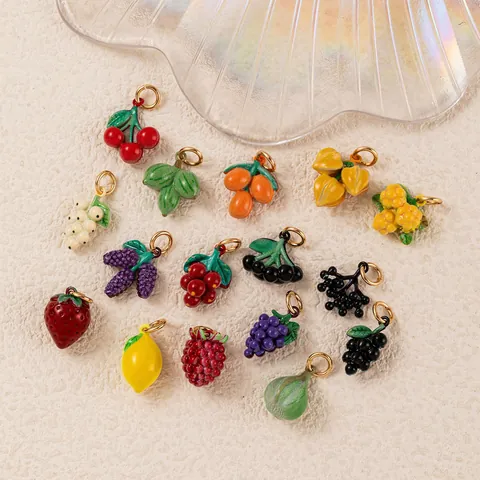 Kleurrijke Fruit Serie Drip Olie Hangers DIY Koperen Sieraden Accessoires Druif Citroen Aardbei Charms Voor Vrouwen Mode Sieraden